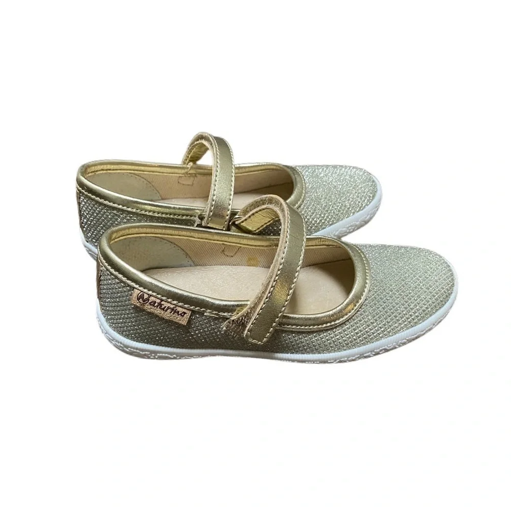 Naturino Gold Sparkle Pavia Mary Janes - Size EU24/US7